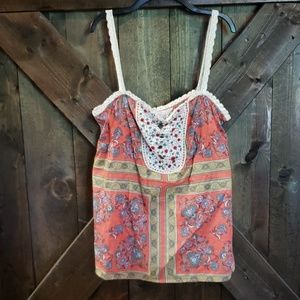 NWT Anthropologie multicolored lace strapped shell